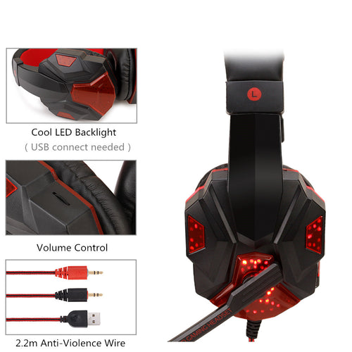 Audífonos Gamer con Luz LED y Micrófono